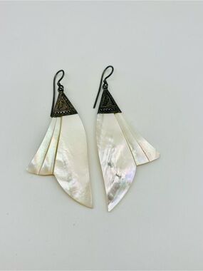 Sterling & Mother-of-Pearl Dangle Earrings – Ethnic/Tribal Style